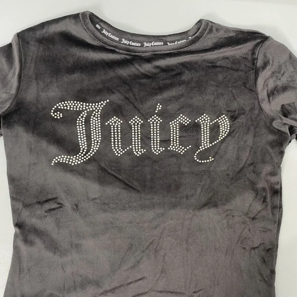 Juicy Couture Pajama Top Sleepwear Rhinestone Bling Logo Velour Black Womens S - Picture 2 of 9